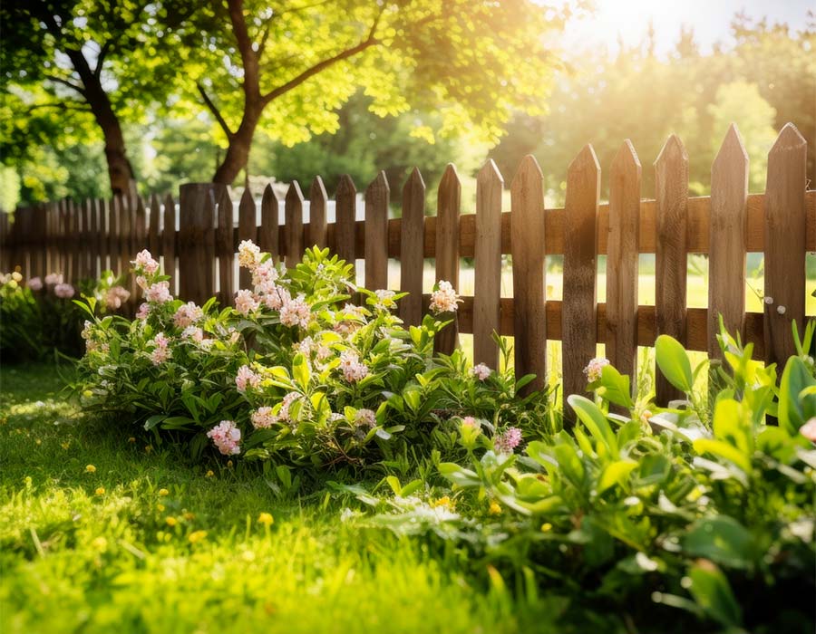 Jardín con cerca